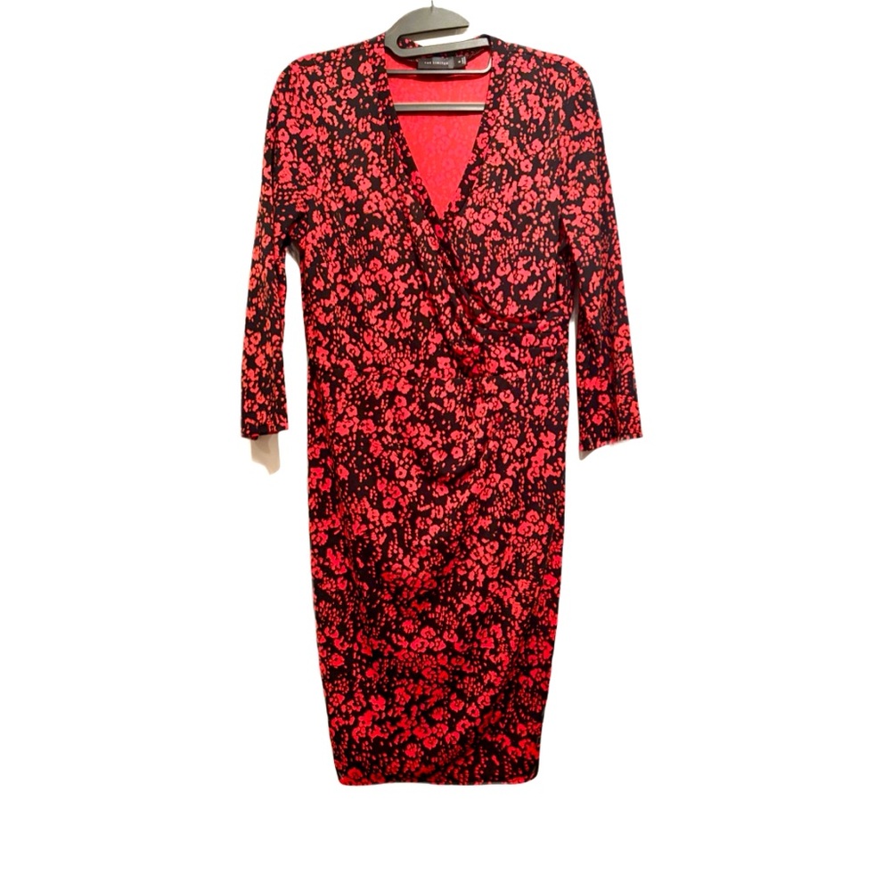 The Limited Dress MIDI Size Medium Knit Orange and Black Bodycon